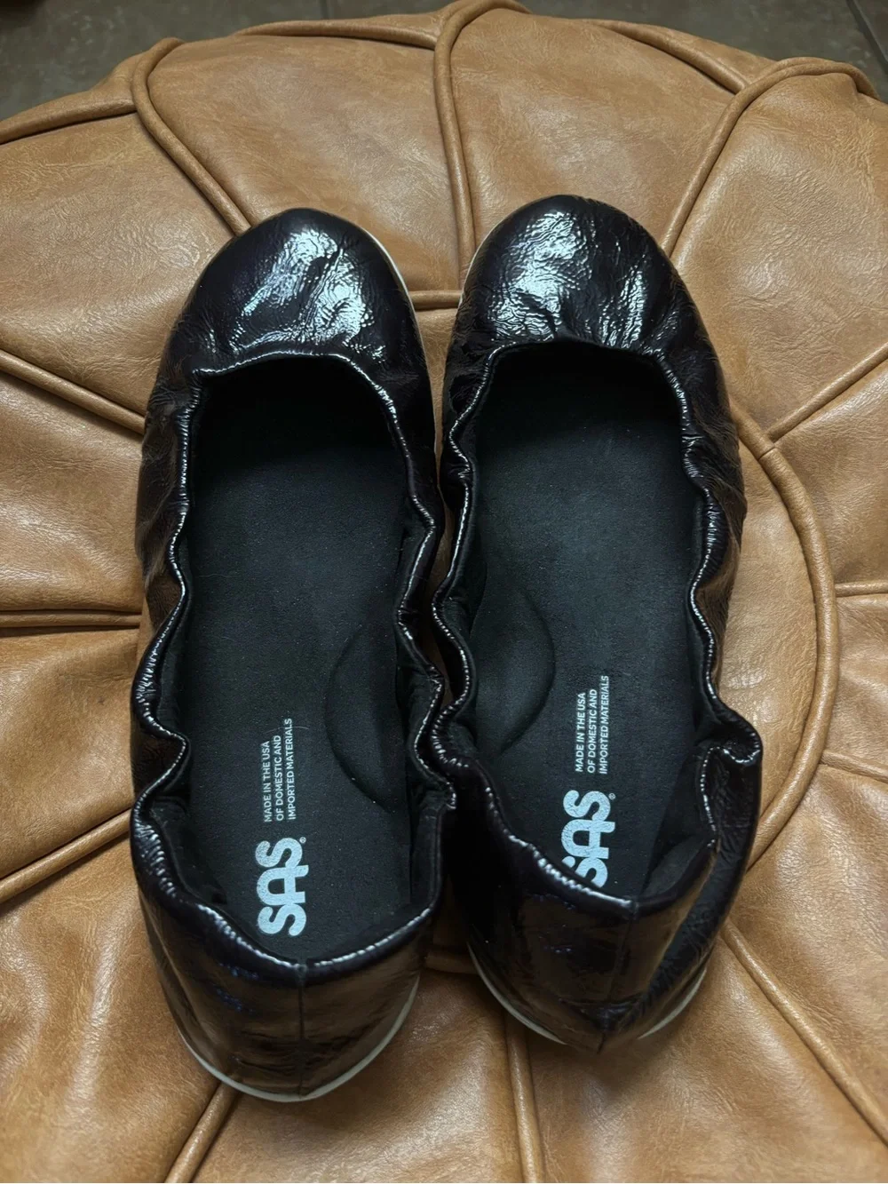 SAS Radiant Ballet Flat Carbon Black Patent Leather Womens 8